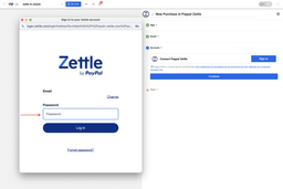 Entering a secure Zettle password during Workload setup to authenticate the account for automation