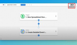 Toggle the on/off switch to activate your customized Sheets to Calendar Sync workflow.
