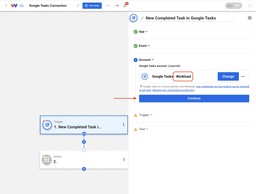 Final confirmation showing Connect Google Tasks to Workload completed.