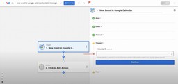 Choosing a specific Google Calendar for automation to share events in Slack channels.