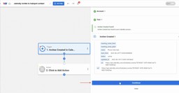 Review the trigger test results and click Continue to confirm the Calendly step.