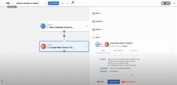 Clicking the Test Action button to confirm task creation from Outlook event in Todoist.