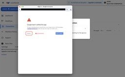 Continue setup by clicking Advanced on the Google app verification screen.