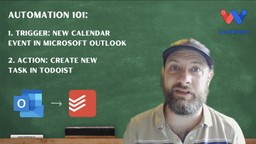 Visual summary of the trigger-action setup for syncing Outlook events to Todoist.