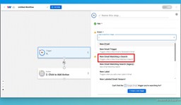Select the action &quot;New Email Matching a Search&quot;.