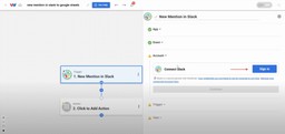 Workload interface prompting to connect a Slack account by clicking the Sign In button.