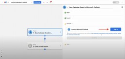 Connect Microsoft Outlook step for setting up events with Todoist tasks.
