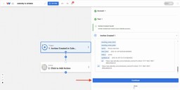 Clicking Continue after confirming the trigger data from Calendly is correct and ready for mapping.