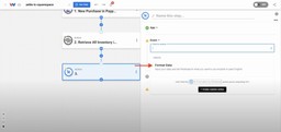 Choosing 'Format Data' event to extract the SKU from Zettle purchase info before applying to Squarespace