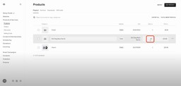 Viewing the updated stock value in the Squarespace product dashboard.