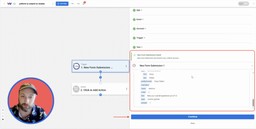 Successful Jotform trigger test showing captured form data details.