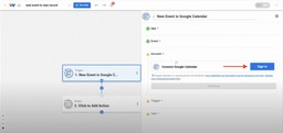 Prompt to connect and sign in to Google Calendar account in Workload