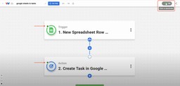 Activating the automation in Workload so every new spreadsheet row creates a Google Task automatically.
