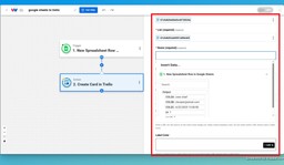 Map the data into the &quot;Create Card&quot; step by selecting the data from the trigger that you want to use in your Trello card.