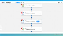 Verify that each step on your Shopify Order to Slack Message workflow has a green dot indicator.