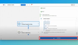 Click &quot;Continue&quot; to advance from the trigger to the action step.