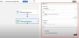 Mapping Gmail fields like sender and subject to sheet columns to log Gmails to Sheets.