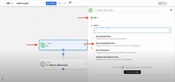 Select Google Sheets as the trigger app and New Spreadsheet Row as the event.
