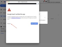 Advanced option for Connect Google Tasks to Workload authorization flow.