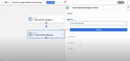 Choosing &quot;Send Channel Message&quot; as the Slack action inside Workload’s automation builder.