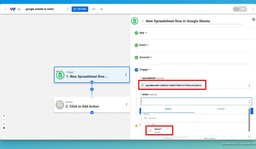 Select the specific Google Sheet and worksheet you want to monitor.