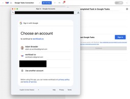 Choose Google account for Google Tasks connection.