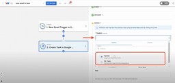 Select a specific Google Tasks list—like “Funsies”—to store new tasks created when you convert Gmail to tasks.
