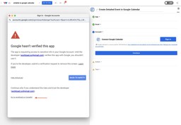 Bypass the unverified app warning to continue setup and turn Airtable records into Google Calendar Events