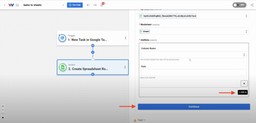 Using Add To button to map Google Task fields into spreadsheet columns