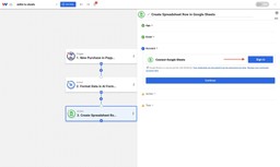 Connecting your Google Sheets account inside Workload to complete the automation that tracks Zettle purchases automatically