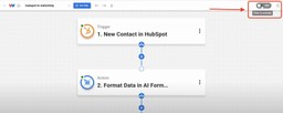 Click the on/off toggle to activate the HubSpot to Mailchimp Sync workflow.