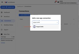 Search for “Zettle by PayPal” in the Add Connection modal and select it.