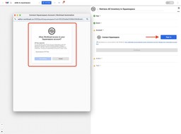 Squarespace API key prompt shown during setup—connect your account to enable stock updates from Zettle sales