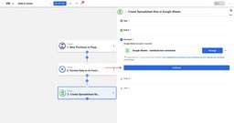 Clicking Continue after naming your connection to proceed with Zettle to Google Sheets setup