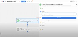 Choosing the New Spreadsheet Row trigger to Create Google Tasks from Google Sheets Rows Automatically.