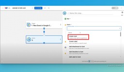 Create a Trello action and select the &quot;Create Card&quot; action event.