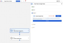 Authenticating Google Tasks to begin Automatically Log Google Tasks automation in Workload