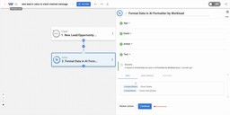 AI Formatter success response returning companyName and contactName ready to Send Odoo Leads to Slack.