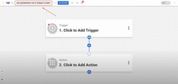 Naming the automation as “new spreadsheet row to hubspot contact” in the Workload editor.