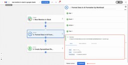Success screen confirming formatted date and time in the automation for Track Slack Mentions in Google Sheets Automatically 💬.