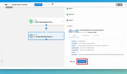 Test the action step of your Sheets to Calendar Sync workflow.