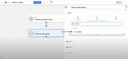 Selecting Airtable as the action app to store data from new Calendly invitees automatically.