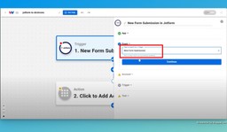 Select the &quot;New Form Submission&quot; trigger event in Jotform.