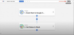 Click the On/Off toggle to activate the Google Calendar to Slack Status workflow..