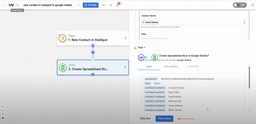 Test the Google Sheets action to verify HubSpot contact data is passed correctly.