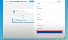 Click continue to send data to the Odoo contact creation workflow
