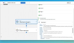 Review the data results from the Google Calendar trigger test.