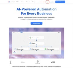 Workload homepage showing the Log in button highlighted in the top navigation bar. (key phrase: “Sign Up for Workload with Google SSO”)