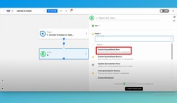 Choose &quot;Create Spreadsheet Row&quot; for the Step 2 action event.