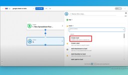 Add an action step by selecting &quot;Create Card&quot; in the Trello app.